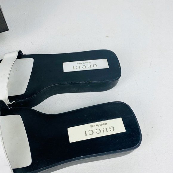 Gucci Tom Ford Black and White Leather Silver Hardware Flatform Sandals UK 5 - Picture 3 of 8